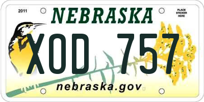 NE license plate XOD757