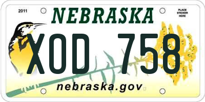 NE license plate XOD758