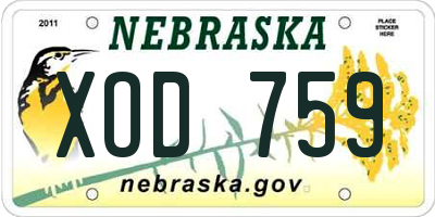 NE license plate XOD759