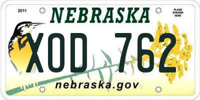 NE license plate XOD762