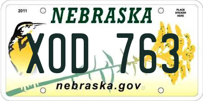 NE license plate XOD763
