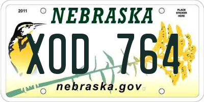 NE license plate XOD764