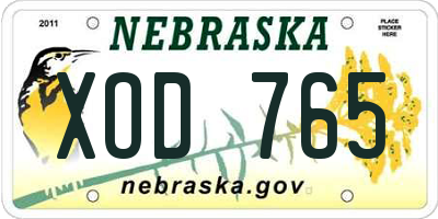 NE license plate XOD765