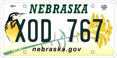 NE license plate XOD767