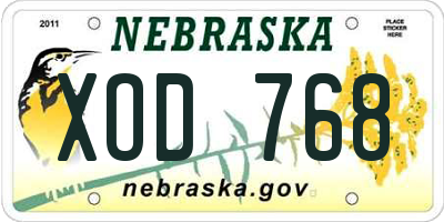 NE license plate XOD768
