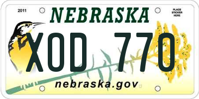 NE license plate XOD770