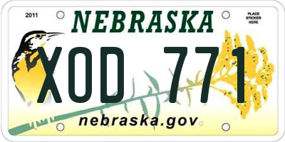 NE license plate XOD771