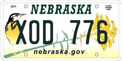 NE license plate XOD776
