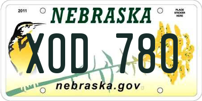 NE license plate XOD780