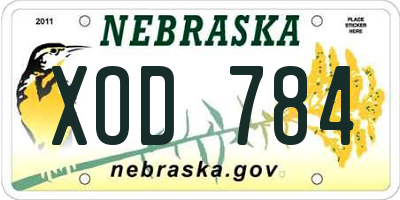 NE license plate XOD784
