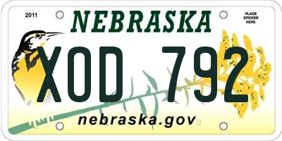NE license plate XOD792