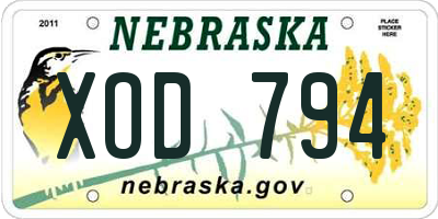 NE license plate XOD794