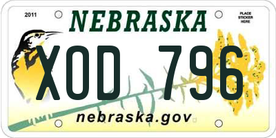 NE license plate XOD796