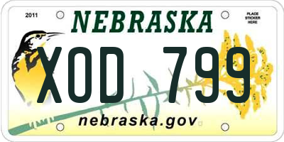NE license plate XOD799
