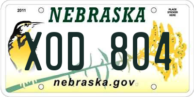 NE license plate XOD804