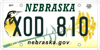 NE license plate XOD810