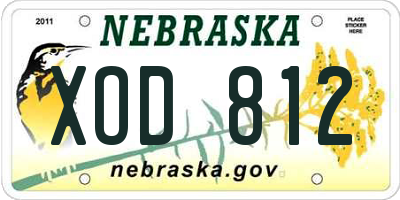 NE license plate XOD812