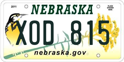 NE license plate XOD815