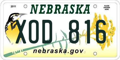 NE license plate XOD816