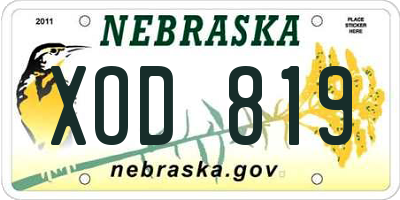 NE license plate XOD819