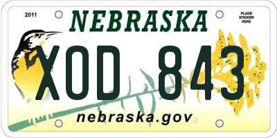 NE license plate XOD843
