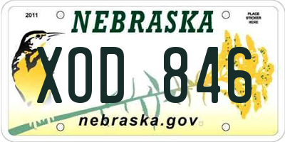 NE license plate XOD846