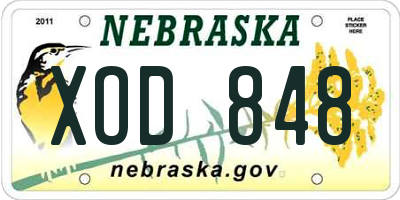 NE license plate XOD848