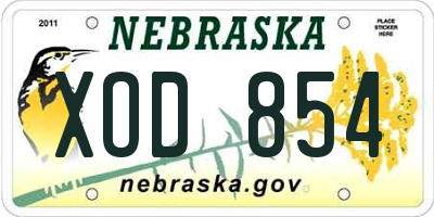 NE license plate XOD854