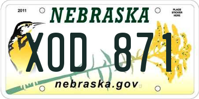 NE license plate XOD871