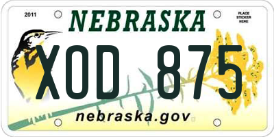 NE license plate XOD875
