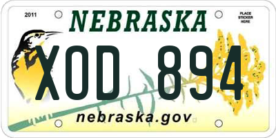 NE license plate XOD894