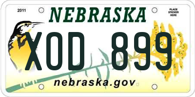 NE license plate XOD899