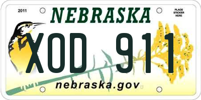 NE license plate XOD911