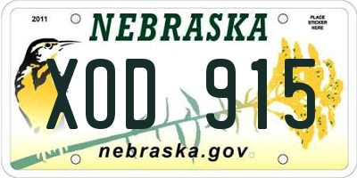 NE license plate XOD915