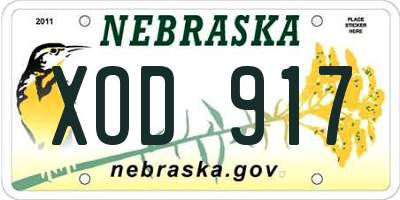 NE license plate XOD917