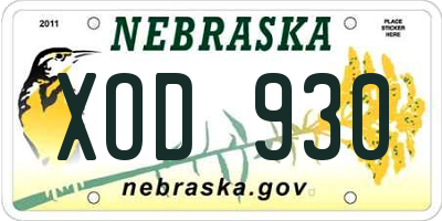 NE license plate XOD930
