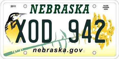 NE license plate XOD942