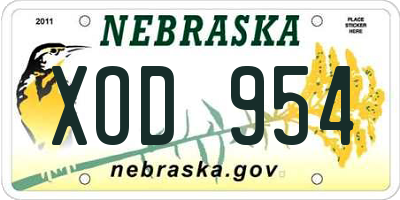 NE license plate XOD954