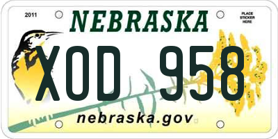 NE license plate XOD958