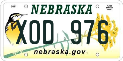 NE license plate XOD976