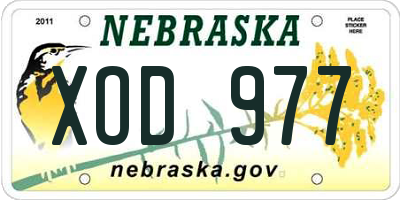 NE license plate XOD977