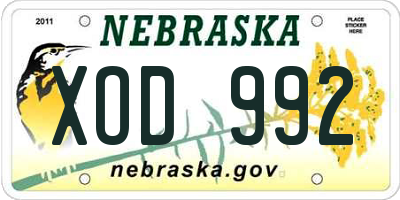 NE license plate XOD992