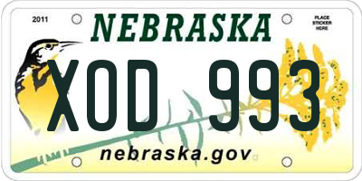 NE license plate XOD993