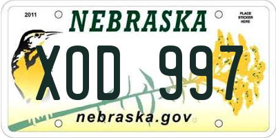 NE license plate XOD997