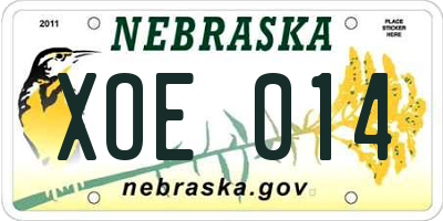 NE license plate XOE014