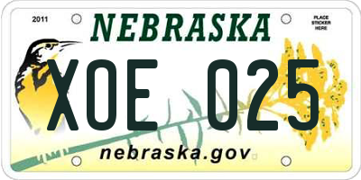 NE license plate XOE025