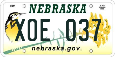 NE license plate XOE037