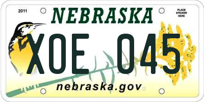 NE license plate XOE045
