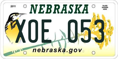 NE license plate XOE053