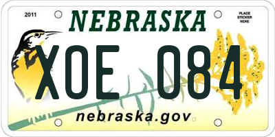 NE license plate XOE084